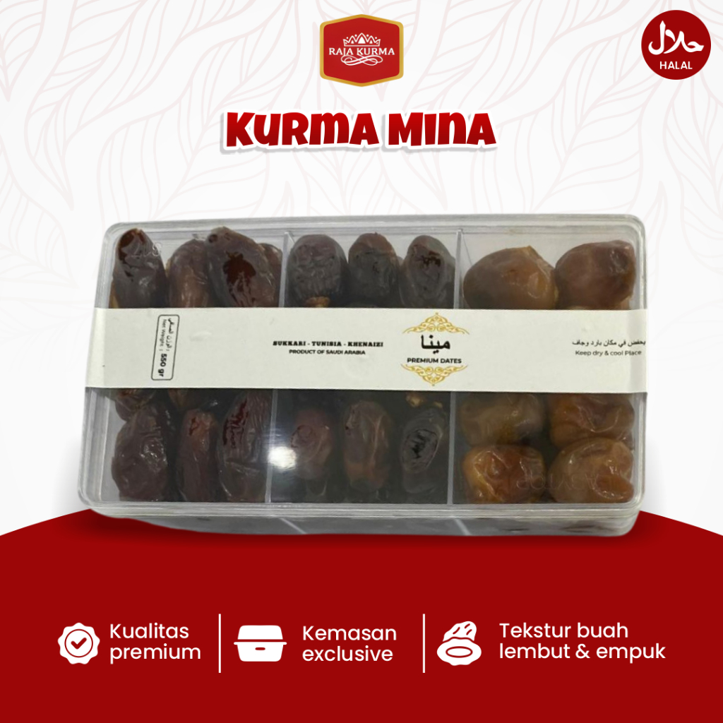 

Kurma Mina 550Gr Kemasan Box Buah Pilihan Manis Tebal Premium Asli Arab Oleh-oleh Umroh Haji