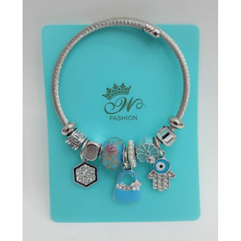 GELANG PANDORA SILVER ANTI KARAT TITANIUM ASLI