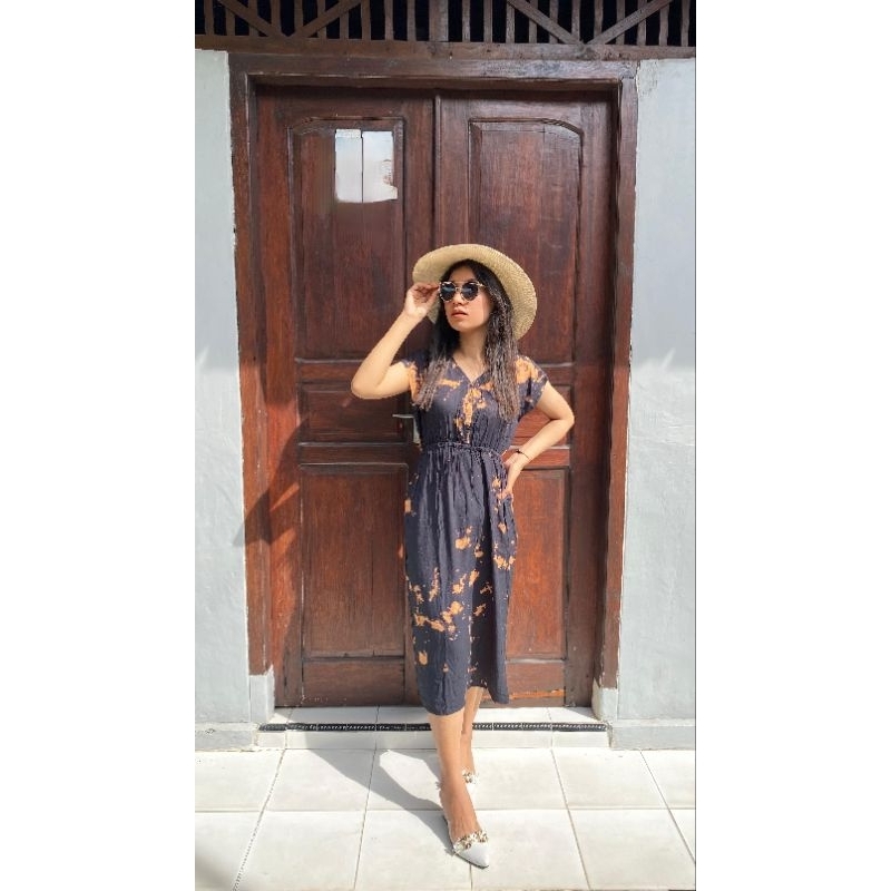 Daster Bali Manohara bercak tiedye panjang rayon adem