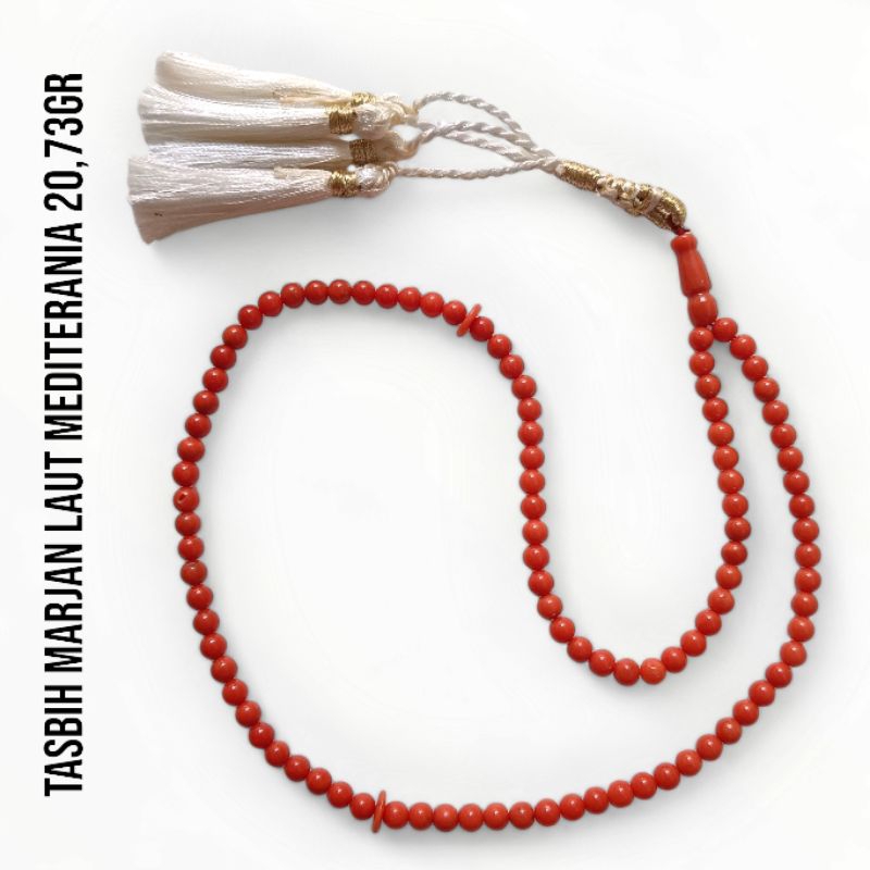 Tasbih Marjan Corallium Rubrum Asli Laut Mediterania 20,73 Gram