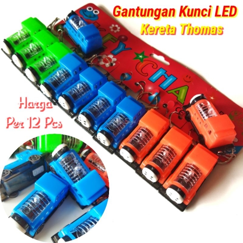12 Pcs Gantungan Kunci Led Kereta Thomas Grosir Souvenir Ganci Lampu Mainan Anak Kereta Thomas Murah