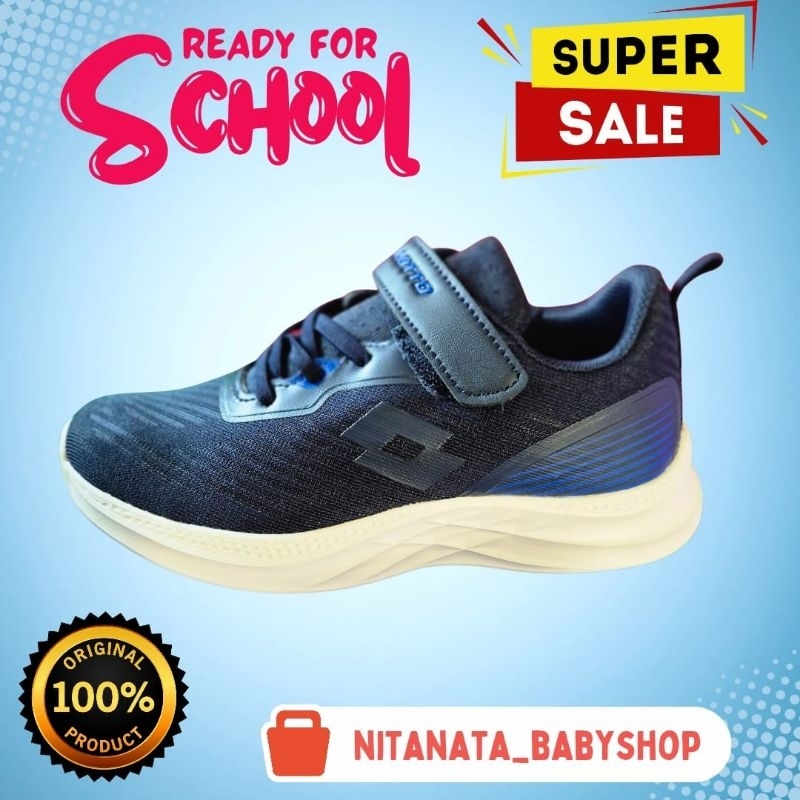 Lotto Sneakers |Sepatu Anak Lotto Warna Navy (Biru Tua) |Kids Shoes - Lotto Navy Original.