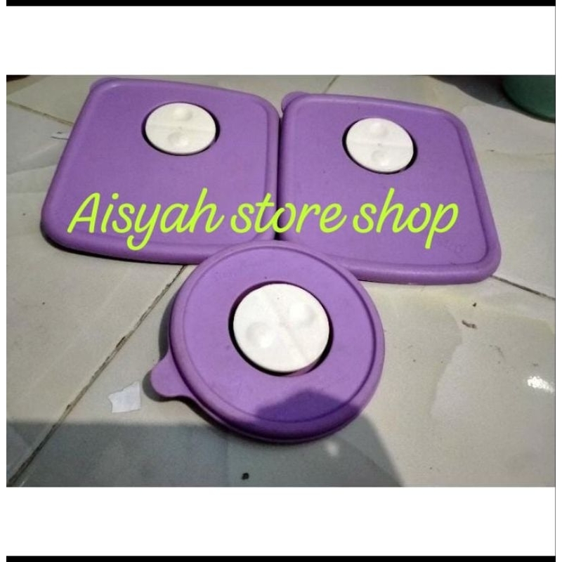 preloved tutup tempat makan kristal Tupperware second tutup Cosmo violet bekas pakai