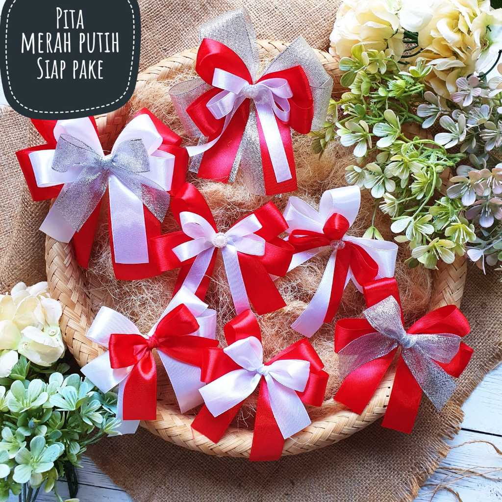 

Pita Ribbon Dirgahayu RI Kemerdekaan RI Indonesia Independence Day Merdeka HUT Bendera Republik 79 th Tahun Hampers Souvenir Kado Satin Siap Pakai Parcel Bow Ornamen Aplikasi