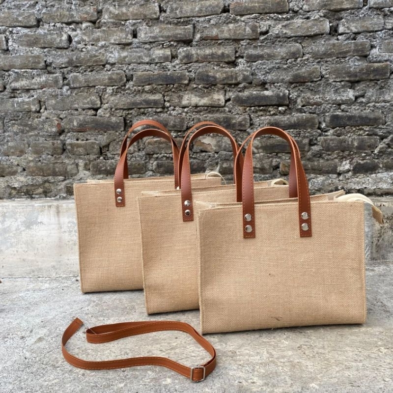 Tas goni natural / Tas selempang wanita / Tas goni murah