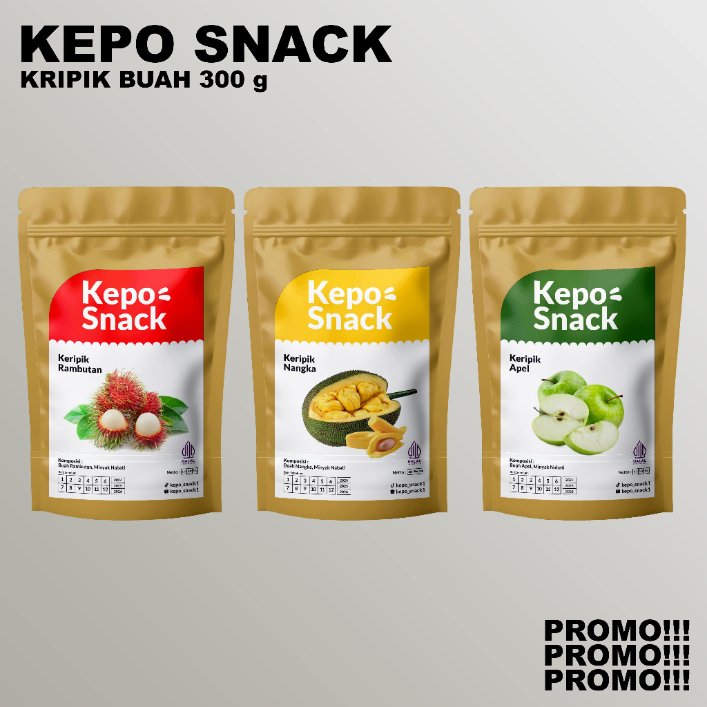 

KEPO SNACK - 300 Gram Dapat 3 Pcs Keripik Buah PAKET HEMAT