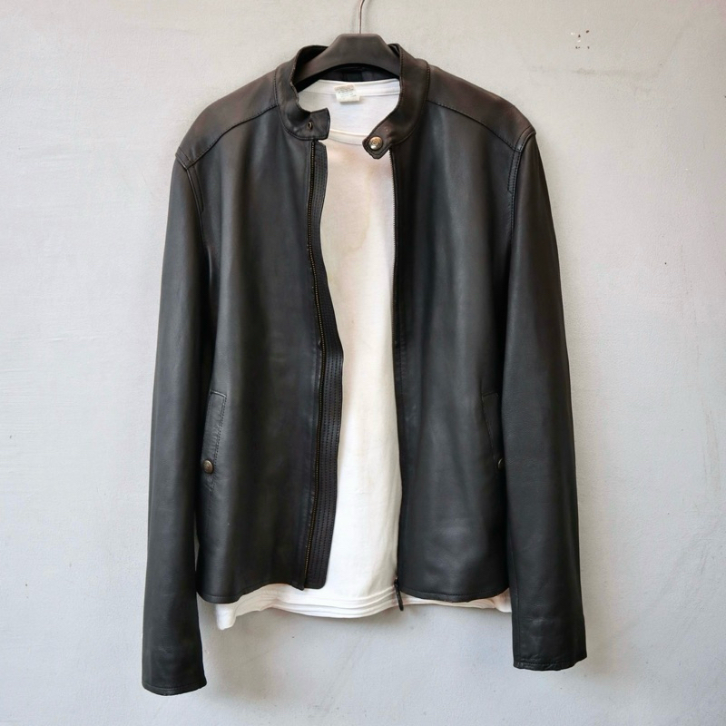 Massimo dutti Jaket kulit domba slim shanghai koko rider biker leather jacket Pl bekas preloved seco