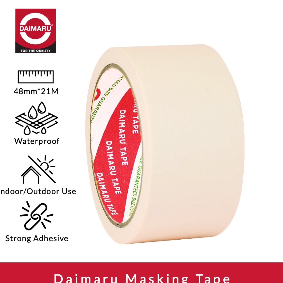 

Paket Meriah Daimaru Masking Tape Lakban Kertas Warna Cream 48 mm x 21 meter