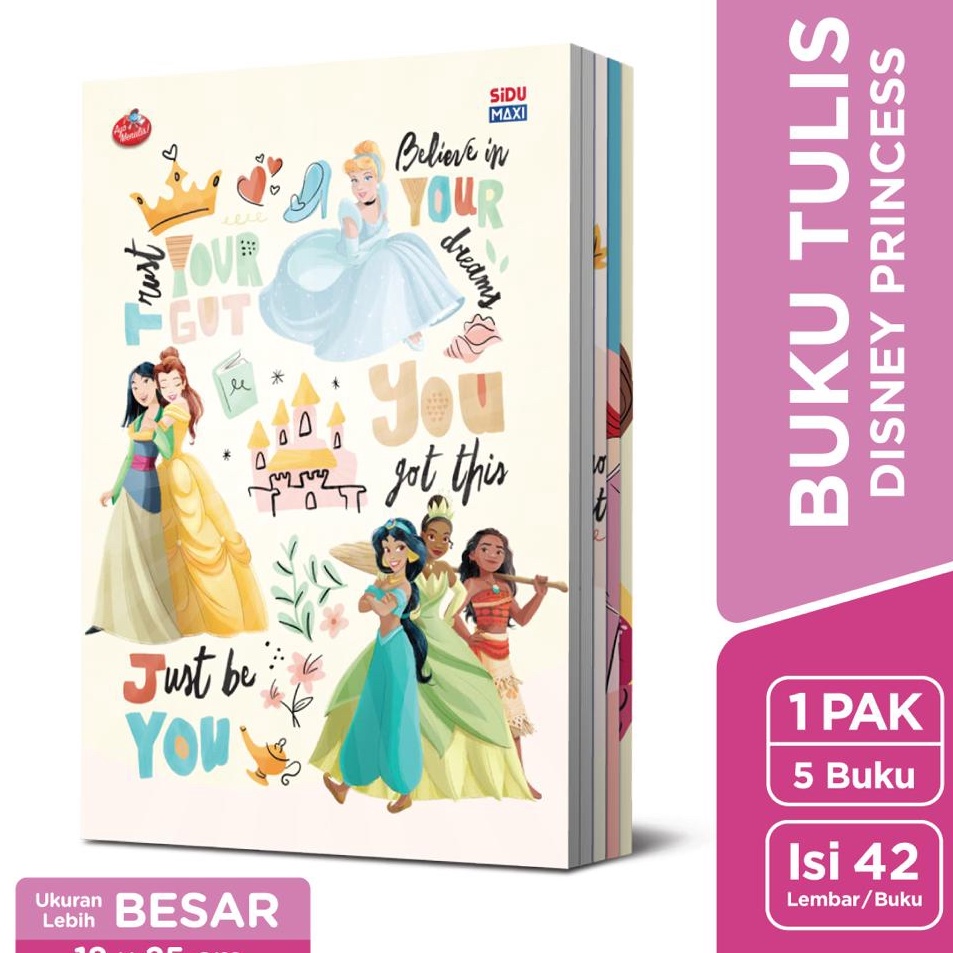 

Ready Stok SiDU Maxi Buku Tulis Disney Princess 42 Lembar 5 buku
