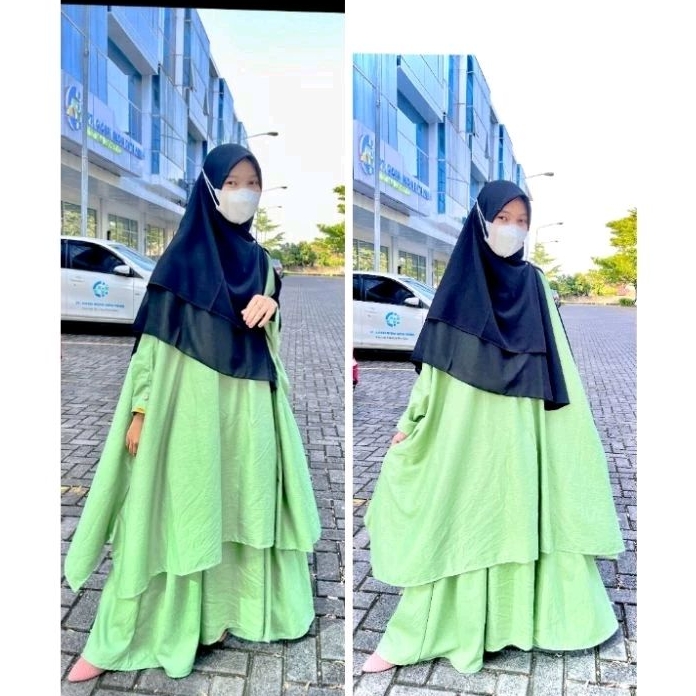 NAILA SET ROK KAFTAN TUNIK ABAYA JUMBO POLO LINEN PREMIUM