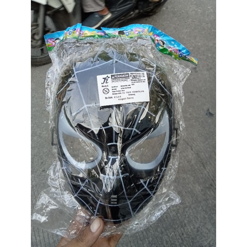 Topeng Plastik Superhero Spiderman Hitam