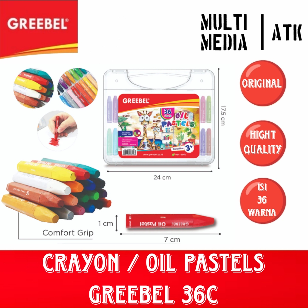 

GREEBEL OIL PASTEL 36 WARNA / CRAYON ART KIDS KRAYON NON TOXIC