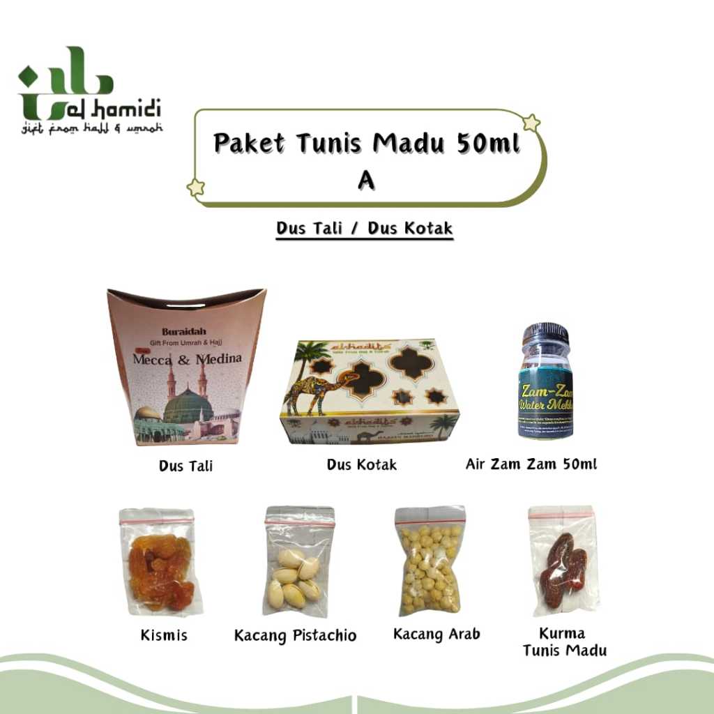 

paketan oleh oleh haji dan umroh kurma tunis madu zamzam 50ml paket oleh-oleh haji dan umroh lengkap