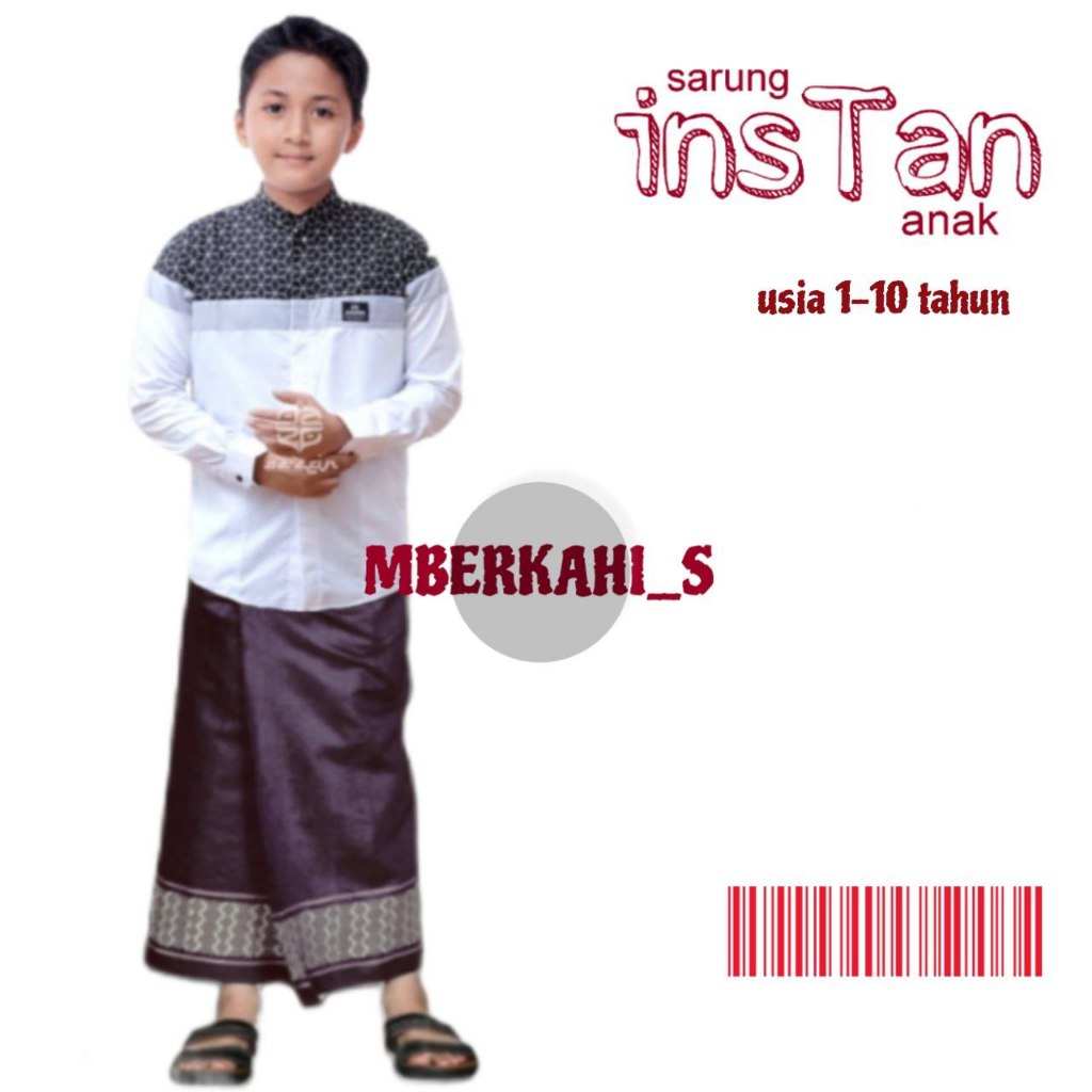 super deal sarung instan anak laki laki model rok praktis umur 1-10 tahun