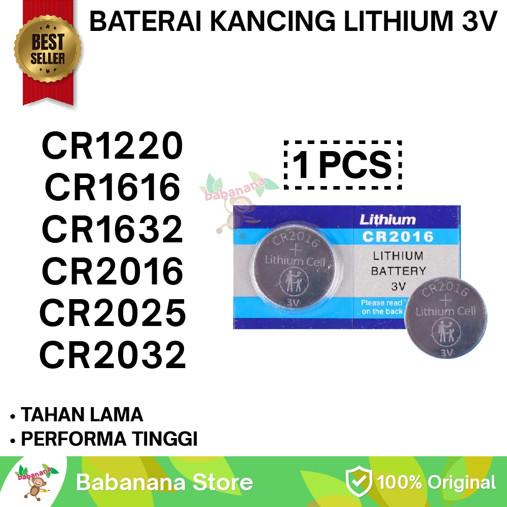 BATERAI KANCING LITHIUM 3V BATTERY MOTHERBOARD CMOS JAM TANGAN KALKULATOR MEMORI KOMPUTER LAPTOP CR1