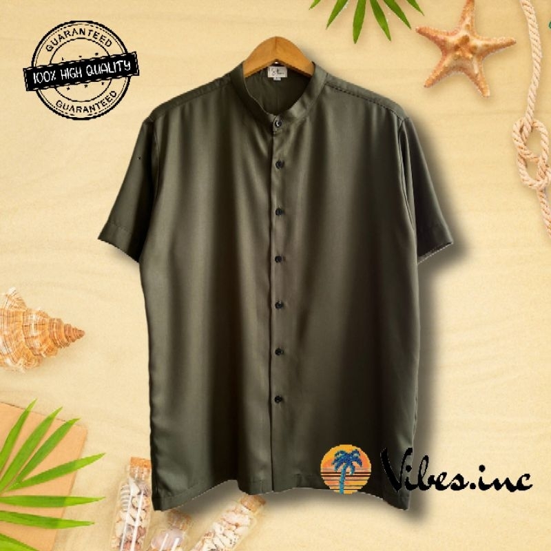 Kemeja Hawai Casual Harian Big Size Jumbo Polos Army Kerah Koko / Shanghai