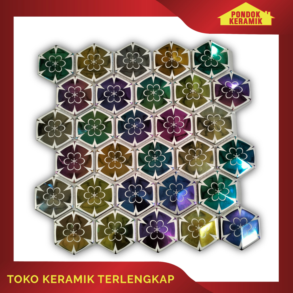 Mosaic Mozaic Mosaik Tile / Keramik Mosaic Tile Motif Bunga Hexagonal DG-Q-2-13