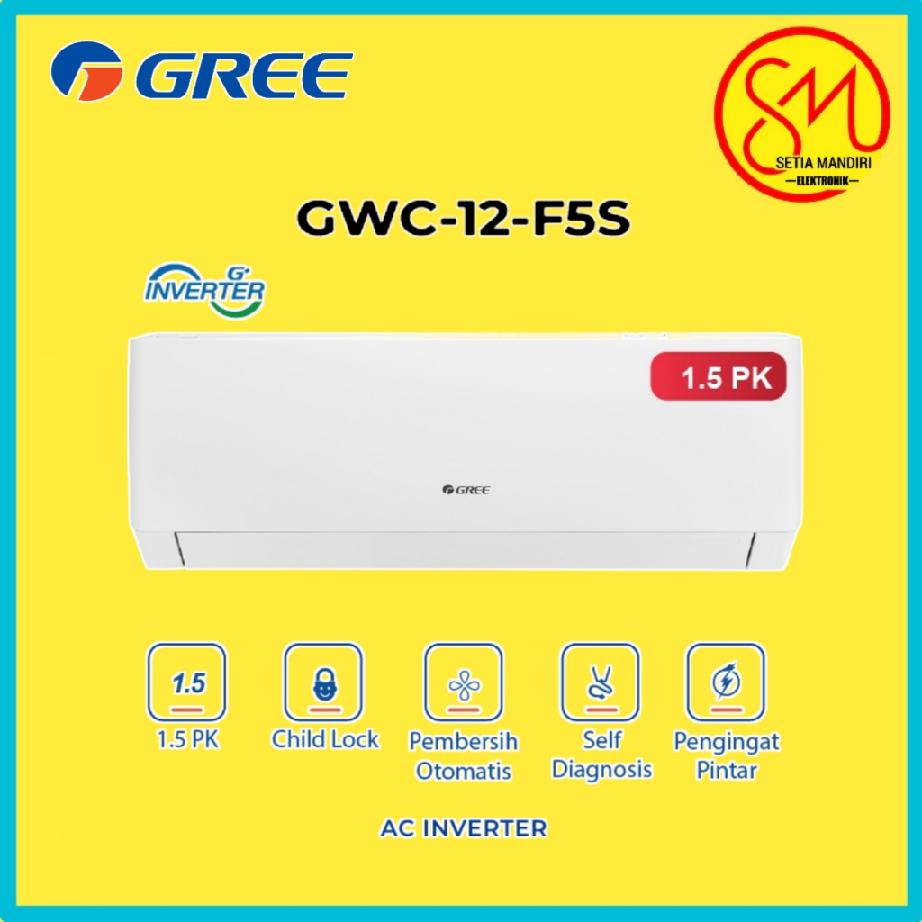 AC GREE GWC-12F5S / 12 F5S AC Split + Pasang 1,5 PK Inverter