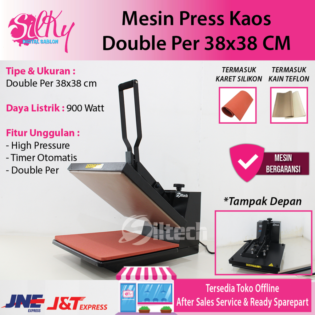 Mesin Press Sablon Kaos Digital DTF / DTG / Sublimasi / Polyflex  Ukuran 38x38 | Mesin Press Sablon 
