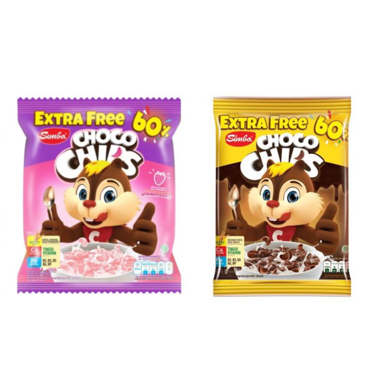 

SIMBA CHOCO CHIPS BAG 50 GR Coklat Strawberry Sereal Sarapan