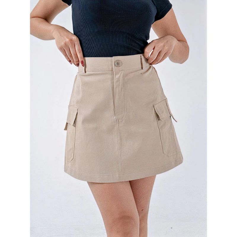 Rok Kargo Pendek Wanita Bengalin Cargo / Mizel Mini Skirt Cargo/ Rok Pendek Polos Wanita Korea Style