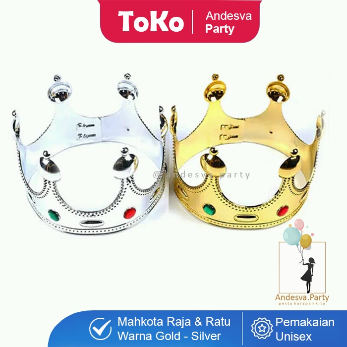 mahkota ultah raja king / mahkota raja gold & silver / chrown king / mahkota raja / topi mahkota 2