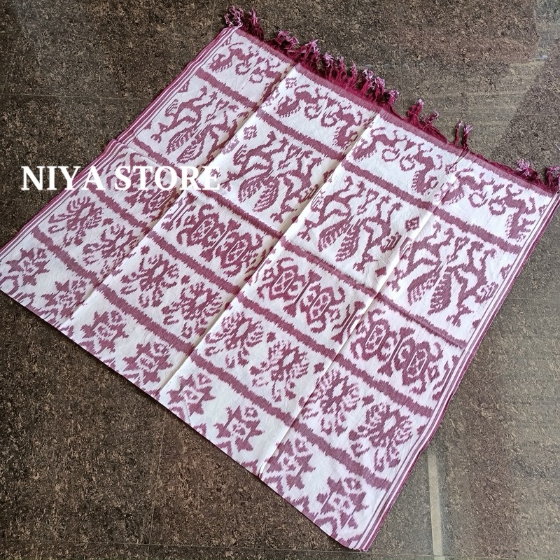KAIN TENUN BLANKET ETNIK MOTIF SUMBA NTT KAIN TENUN ASLI PENGRAJIN WARNA MAROON || NIYA TENUN