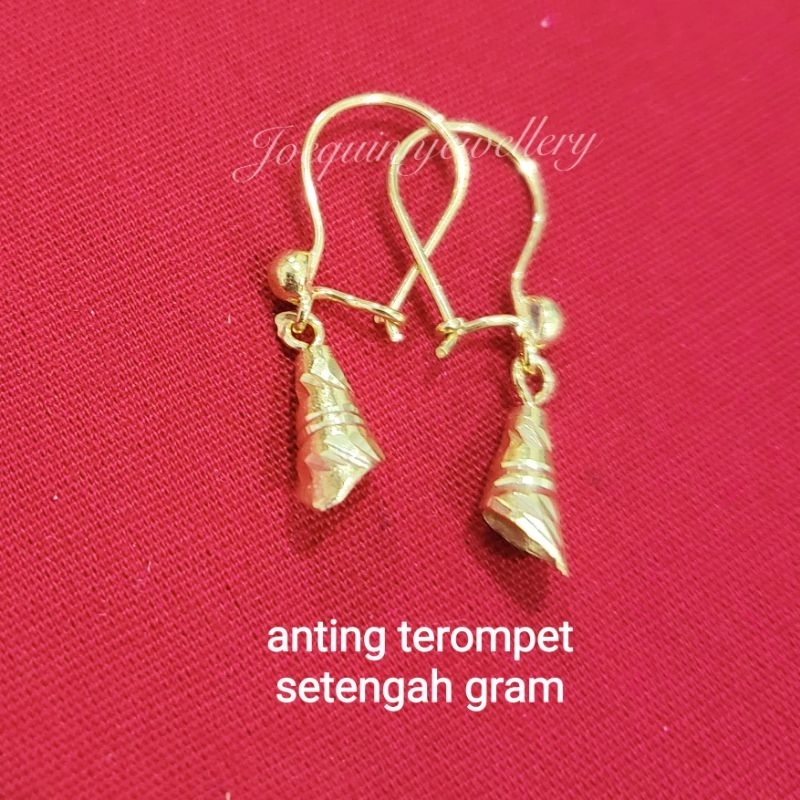 anting terompet setengah gram emas muda