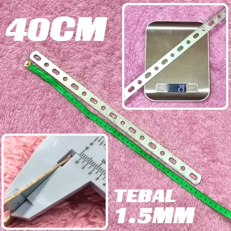 (33A) PALING MURAH PLAT TEBAL 40CM 1.5MM Lubang Panjang Universal Led Lampu Tambahan Variasi Penggar