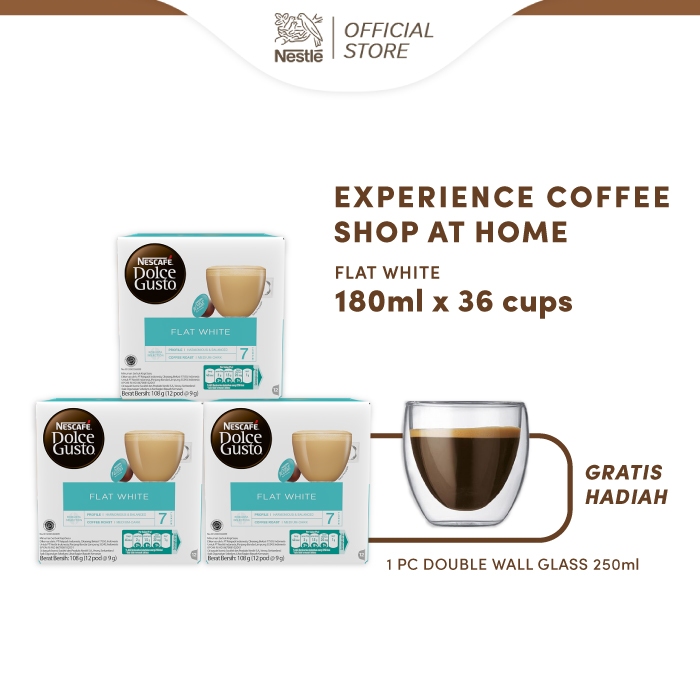 

NESCAFÉ Dolce Gusto Flat White 3 Box GET Double Wall Glass 250ml