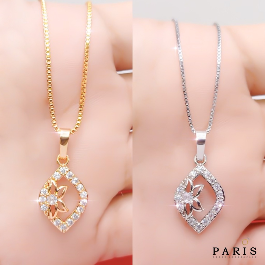 Kalung Itali Set Liontin Lapis Emas Dan Perak Perhiasan Wanita Dewasa Dan Remaja KL.25