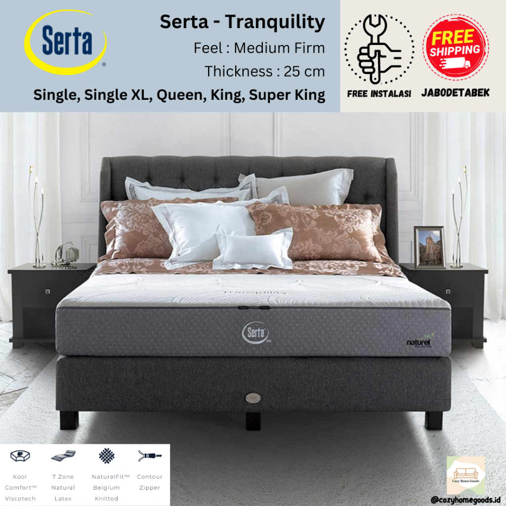 Springbed - Kasur Tidur - Serta Tranquility - Matras Kasur - Kasur Medium Firm - Serta