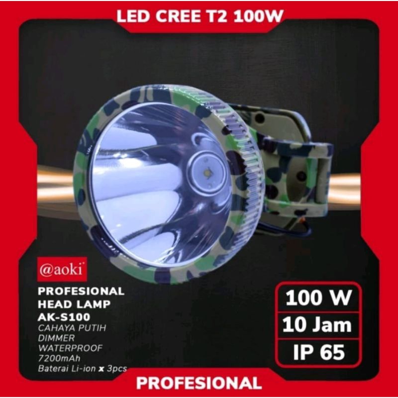 AK-S100 CAHAYA PUTIH PROFESSIONAL HEAD LAMP AOKI SENTER KEPALA 100WATT SENTER KEPALA JUMBO