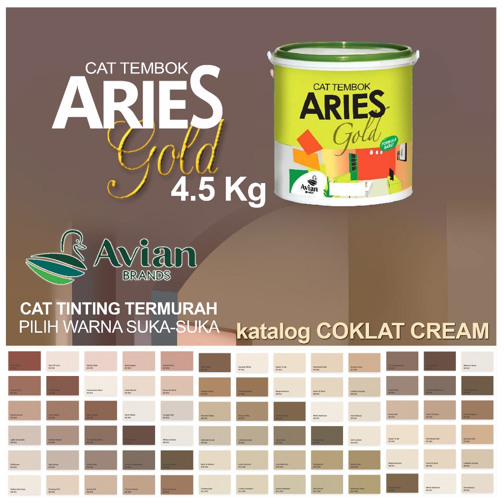 [TINTING] CAT TEMBOK ARIES GOLD 4,5KG TERSEDIA RIBUAN WARNA KATALOG COKLAT CREAM