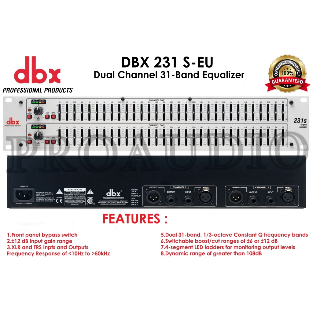 EQUALIZER DBX 231 S - EU / 231S - EU / 231 S-EU / 231S-EU / 234XL DUAL CHANNEL 31 BAND ORIGINAL GARA