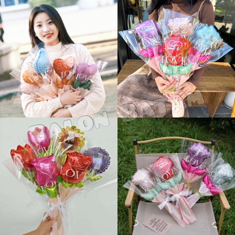 Balon foil Bunga Love Bouquet buket +- 40cm