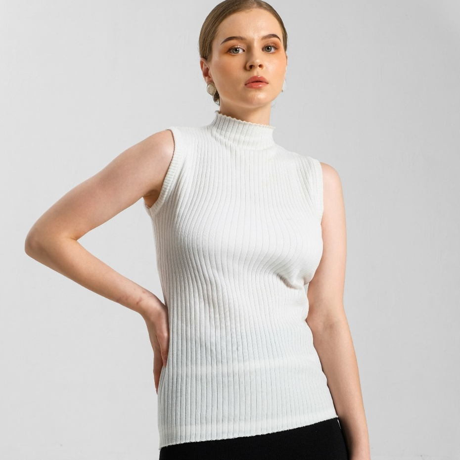 Inner Rajut Turtleneck tanpa lengan | baju dalaman style hijab | atasan wanita