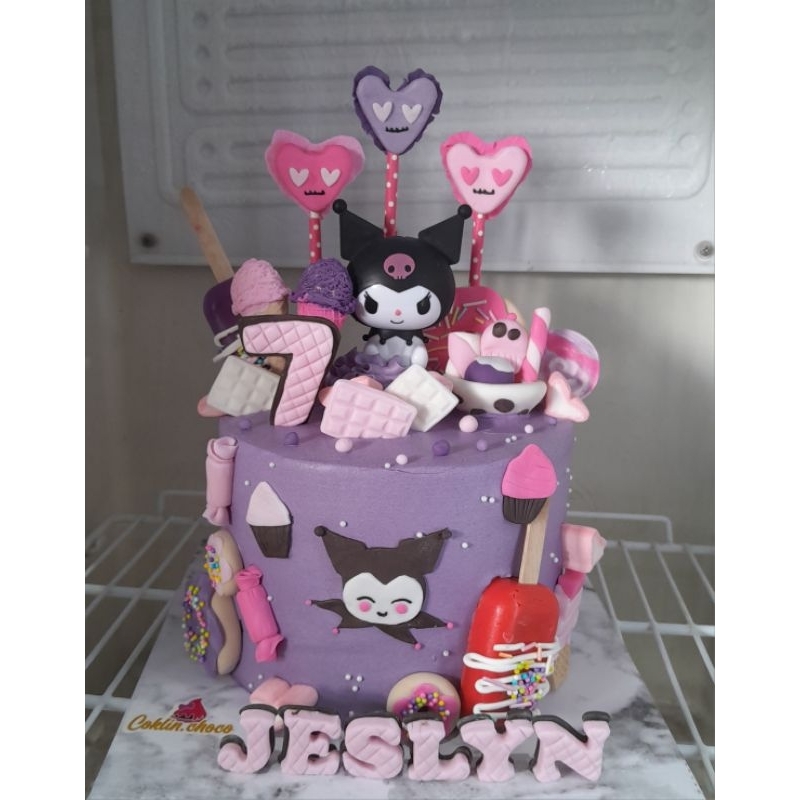 

kue ultah kuromi / birthday cake kuromi / sanrio kuromi cake