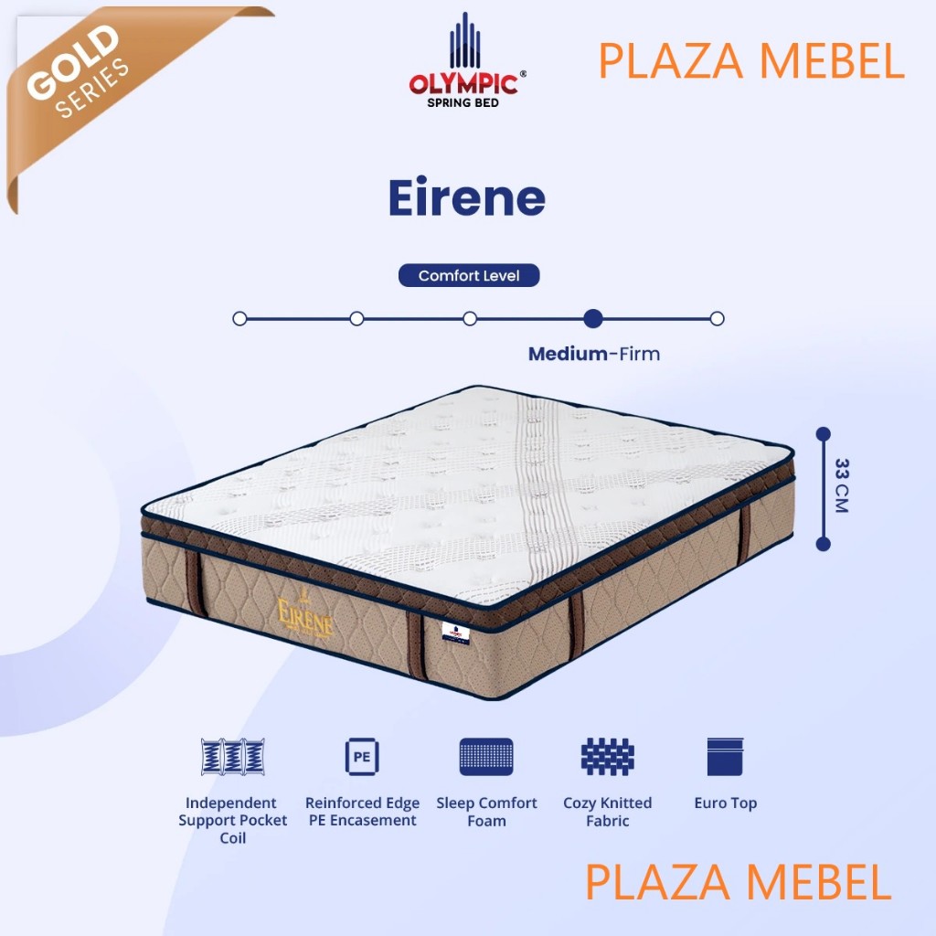 Kasur Spring Bed Olympic Eirene Pocket Spring Lapisan Euro Top ( Matras ONLY )