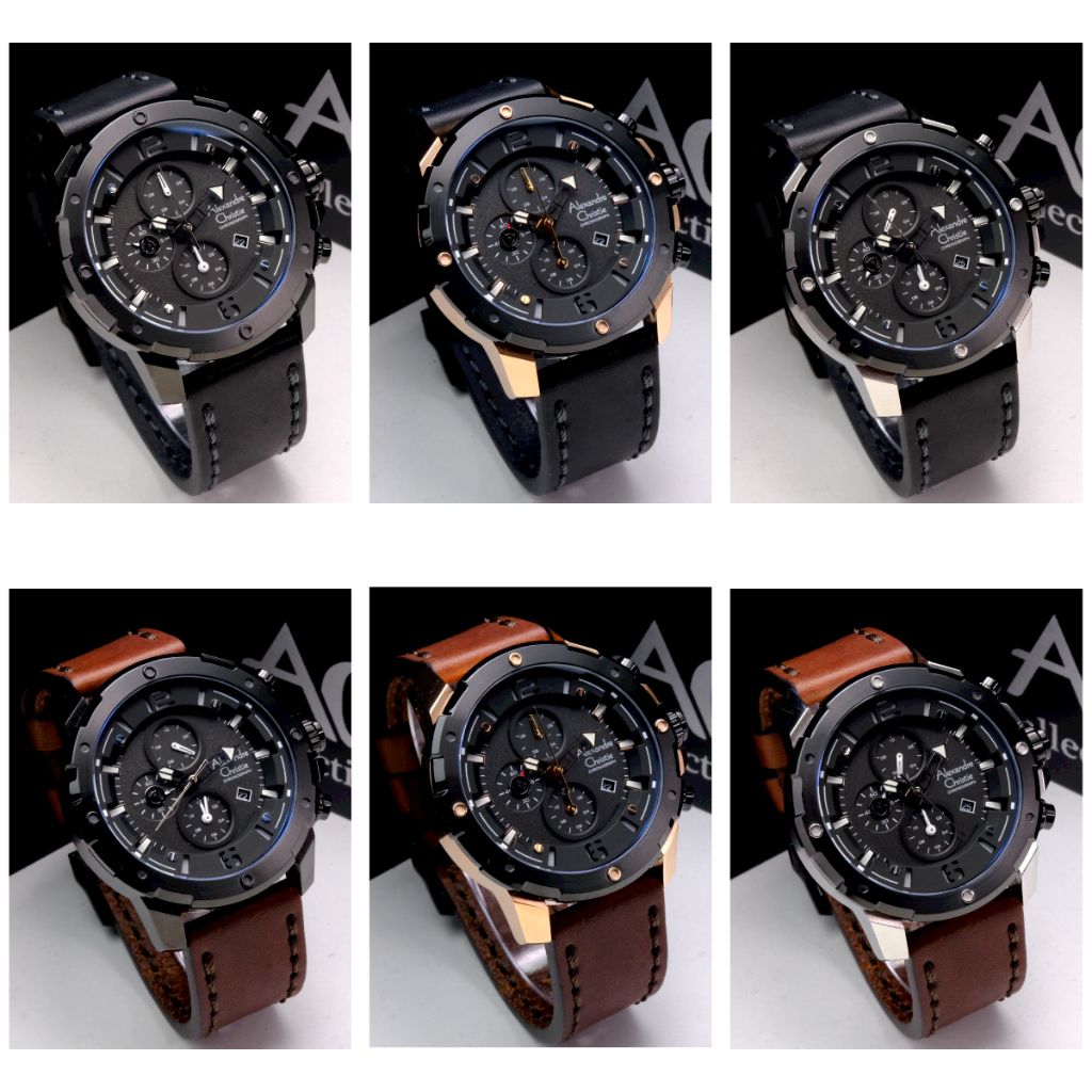 Jam Tangan Pria AC Alexandre Christie 6410 ORIGINAL - Tali Kulit - Garansi Resmi 1 Tahun