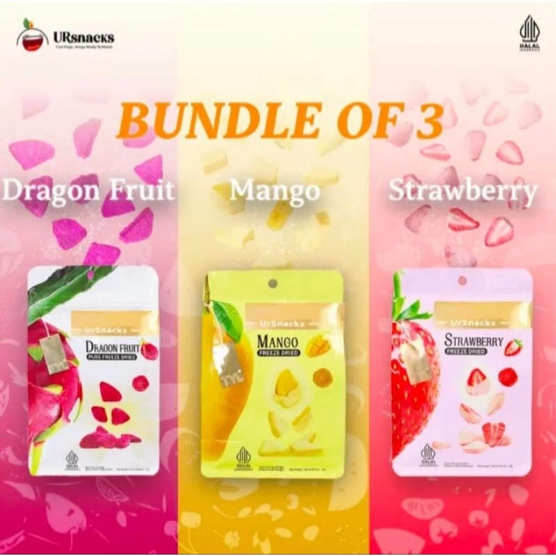 

TYL URSNACK BUNDLE 3 Rasa Buah Naga,Mangga&Strawberry Freeze Dried Cemilan Enak sehat Snack Keripik