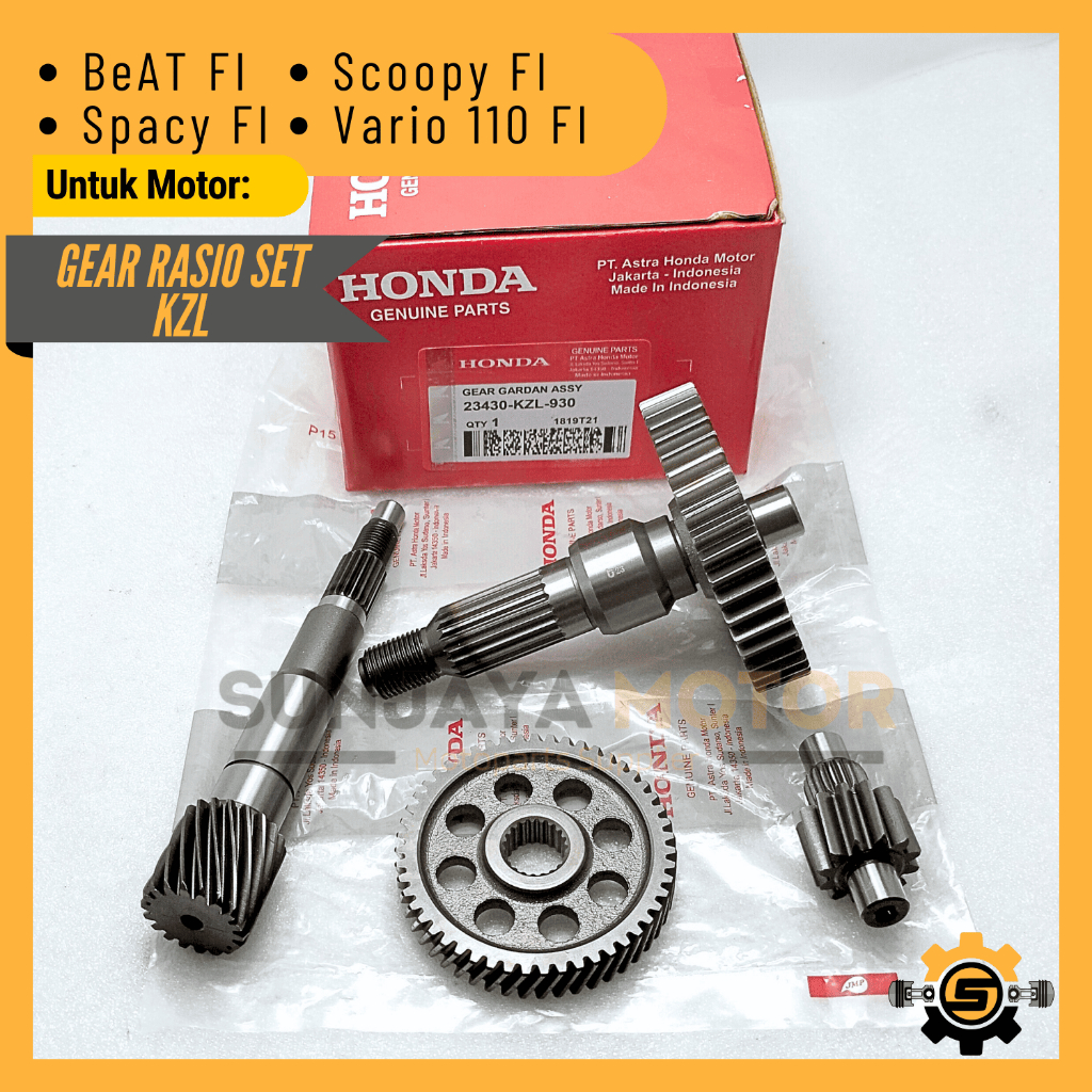 Gear Rasio Set Original Honda KZL Gigi Rasio Beat FI Scoopy Spacy Vario 110 FI Gear Gardan Ori AHM
