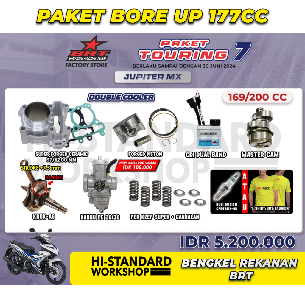 PAKET TOURING 7 BORE UP 170-200CC JUPITER MX LD OJMX BLOK CERAMIC 57 / 62 PISTON FORGED 62 CDI POWER