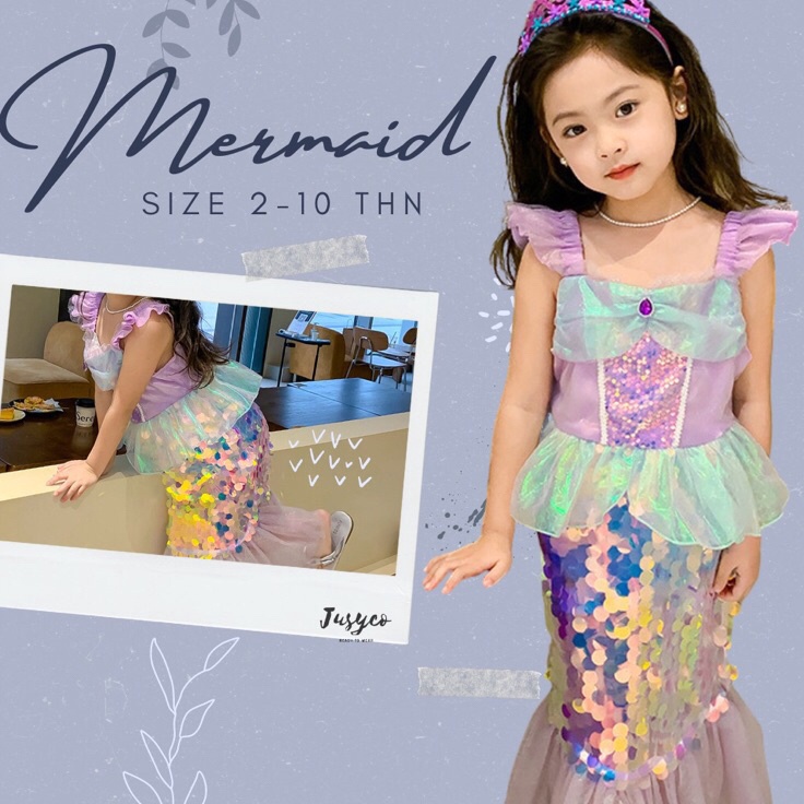 Pengepul  Mermaid Sequins Dress  Kostum Mermaid Anak Perempuan