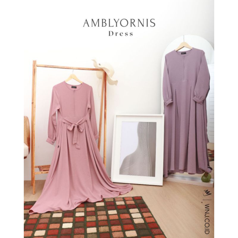 WNJ AMBLYORNIS DRESS GRADE B gamis wanita bahan crinkle viscose airflow terbaru daily polos simple e