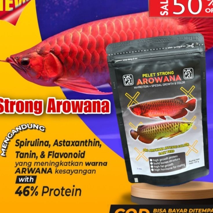 Cash on Dery pelet ikan arowana arwana super Red arwana golden red silver RED