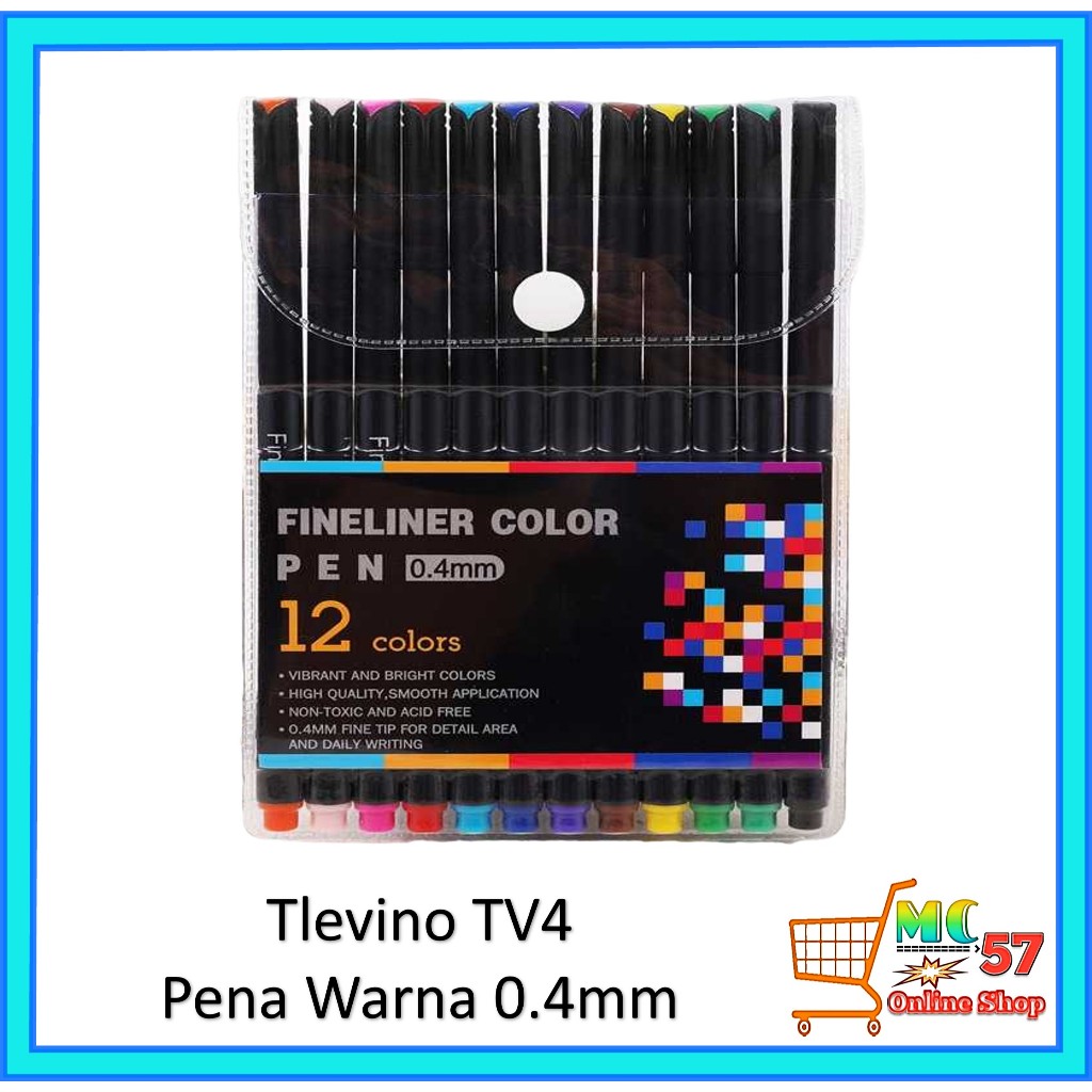 

Pena Warna Warni 1 Set 12 Warna! Tlevino TV4 Pena Warna Drawing Pen Fine Point Art Watercolor 0.4mm - Pena Warna Warni 12 Warna