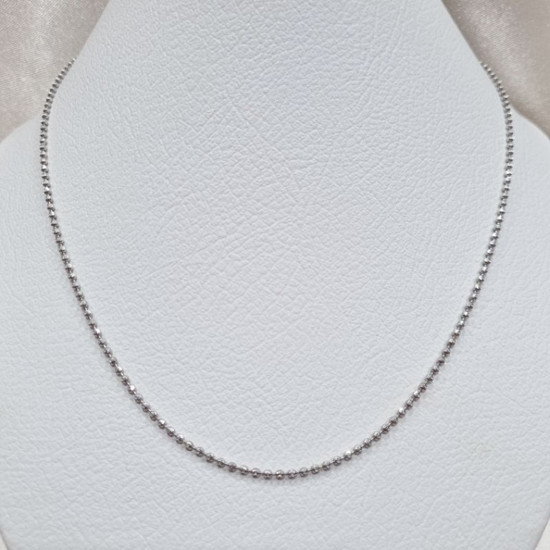 16K / 4.95 gr / 44 cm - Kalung Rantai Polos Model Biji Lada Emas Putih Asli Kadar 75% 750 - PJ