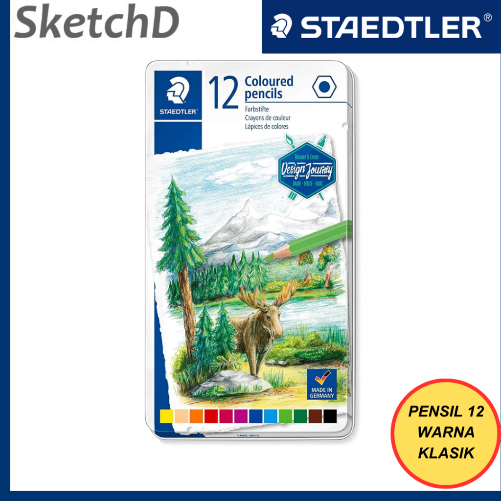 

Pensil Warna klasik Staedtler 12 Warna Tin Box 146CM12 coloring Pencil classic colour