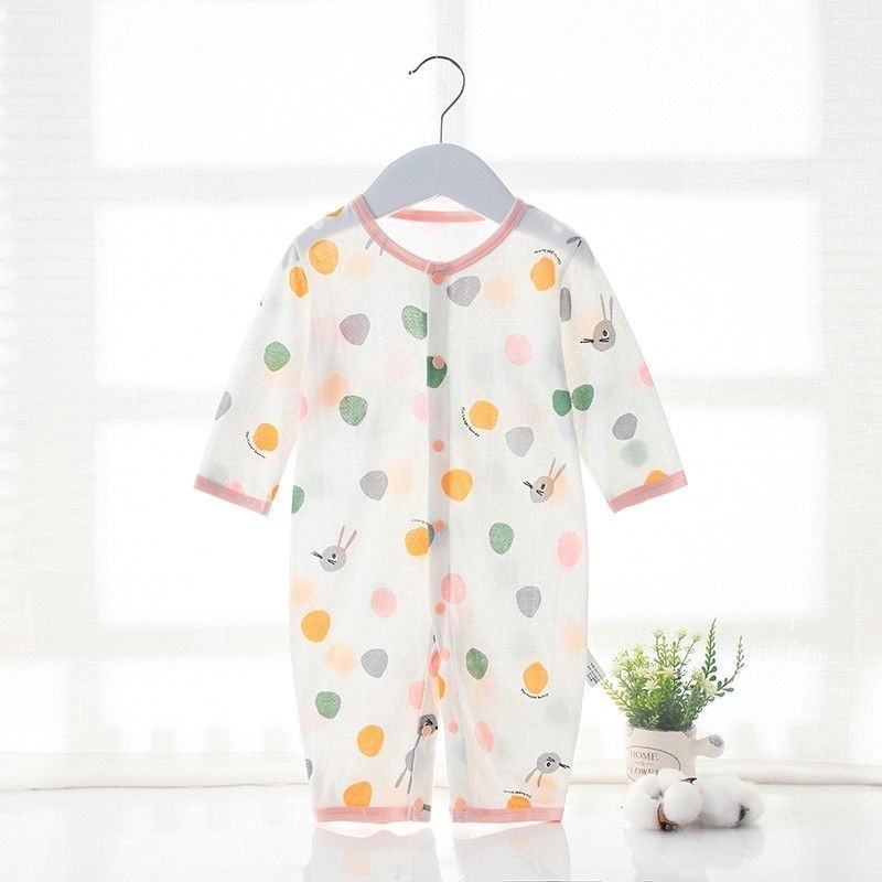 Baby clothes, bamboo fiber ultra-thin style, summer long sleeved newborn jumpsuit, baby crawling clo